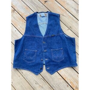 Wrangler Men Denim Vest XXL Western Yellowstone Western Jacket Cotton Cowboy